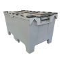 StarBoxes Grey and black half pallet container with attached lid for for storing and shipping goods. | 